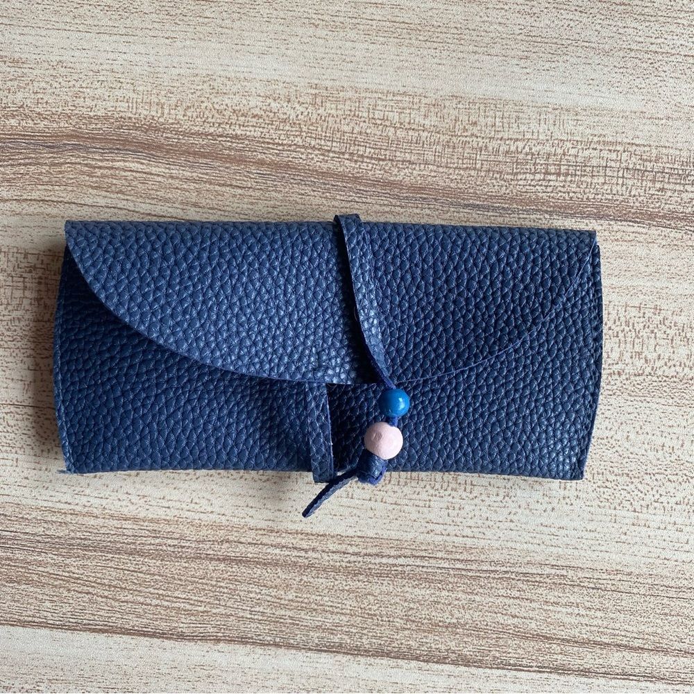 navy faux pebble leather sunglasses glasses case